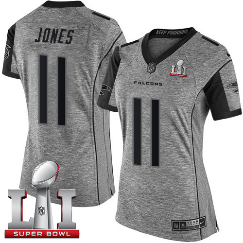 Nike Falcons #11 Julio Jones Gray Super Bowl LI 51 Women's Stitched NFL Limited Gridiron Gray Jersey